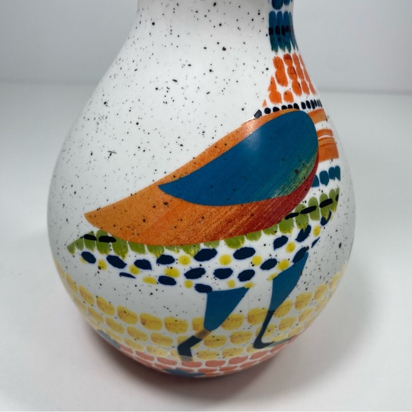Rare Anthropologie Speckled Ceramic Bird Duck Trumpet Bouquet Flower Vase Decor - Picture 4 of 13